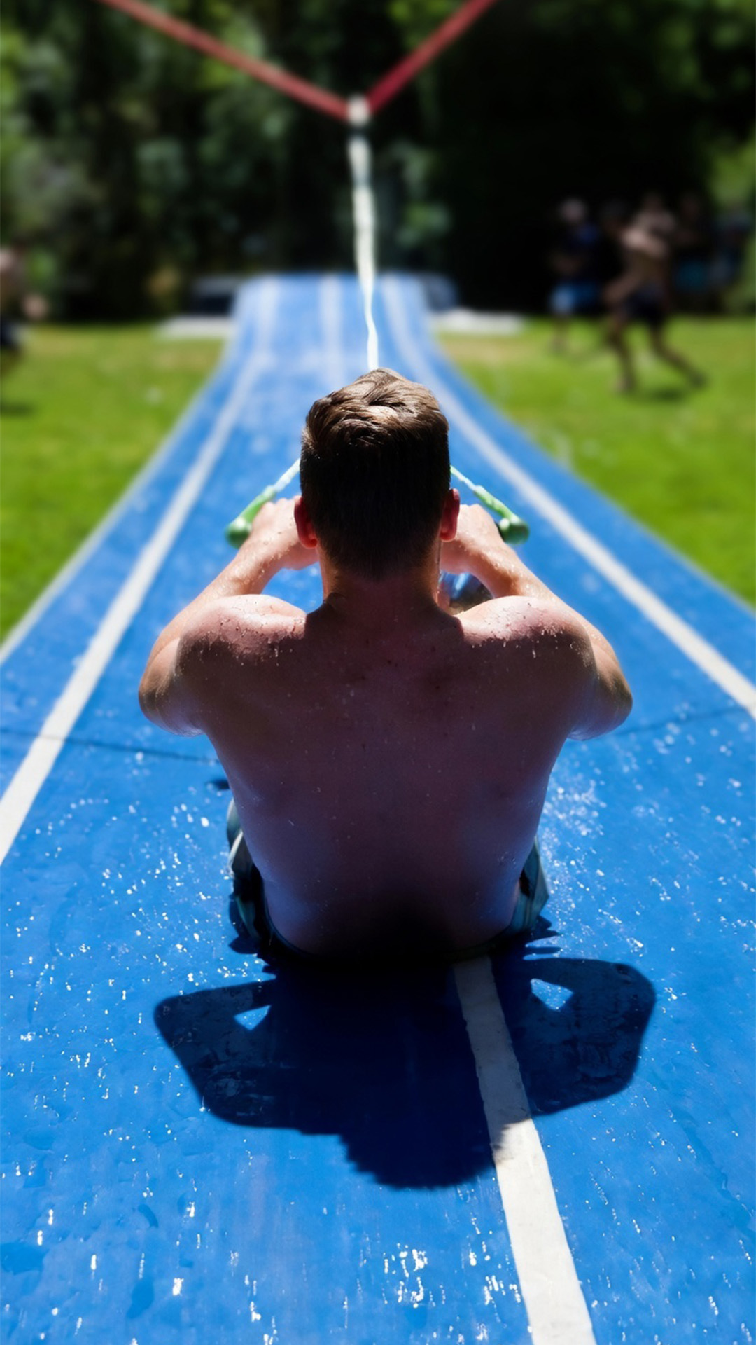 Riding an extreme waterslide up close