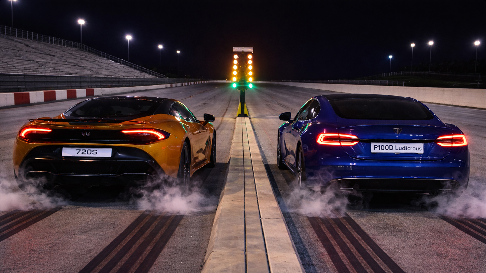 Tesla Model S P100D vs McLaren 720S drag race