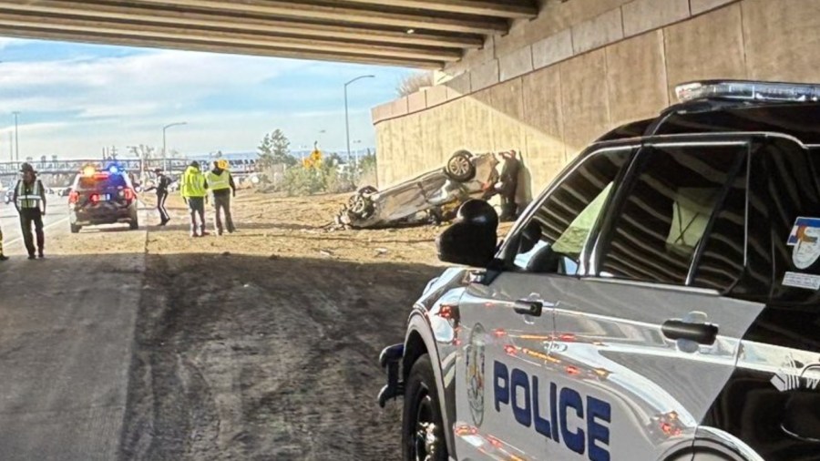 Rollover crash briefly closes lanes of US 36 eastbound, 1 sent to hospital