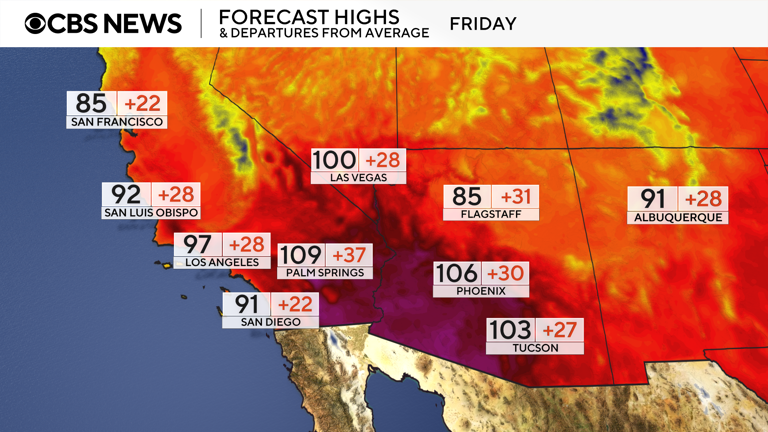 Maps show forecast for extreme heat wave scorching the West