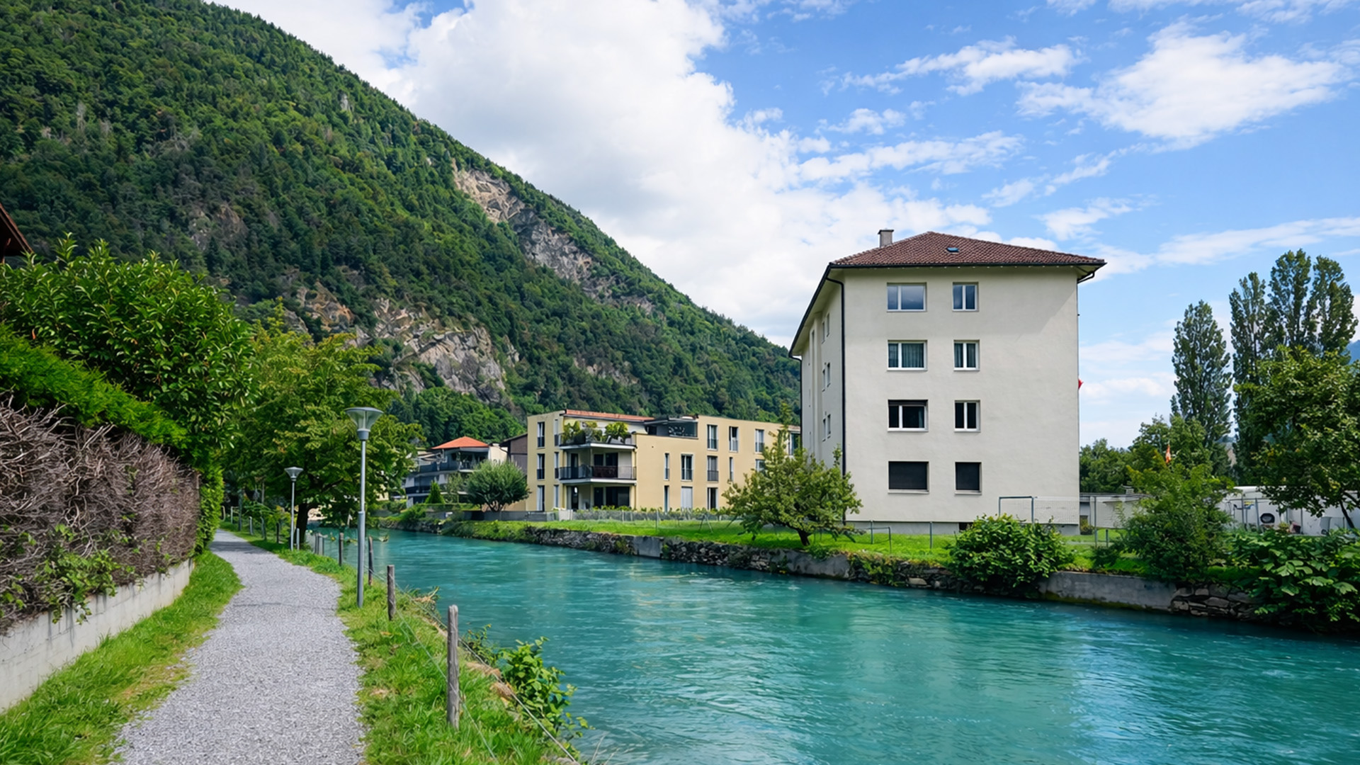 Interlaken Switzerland alpine town in the Jungfrau region (4K)
