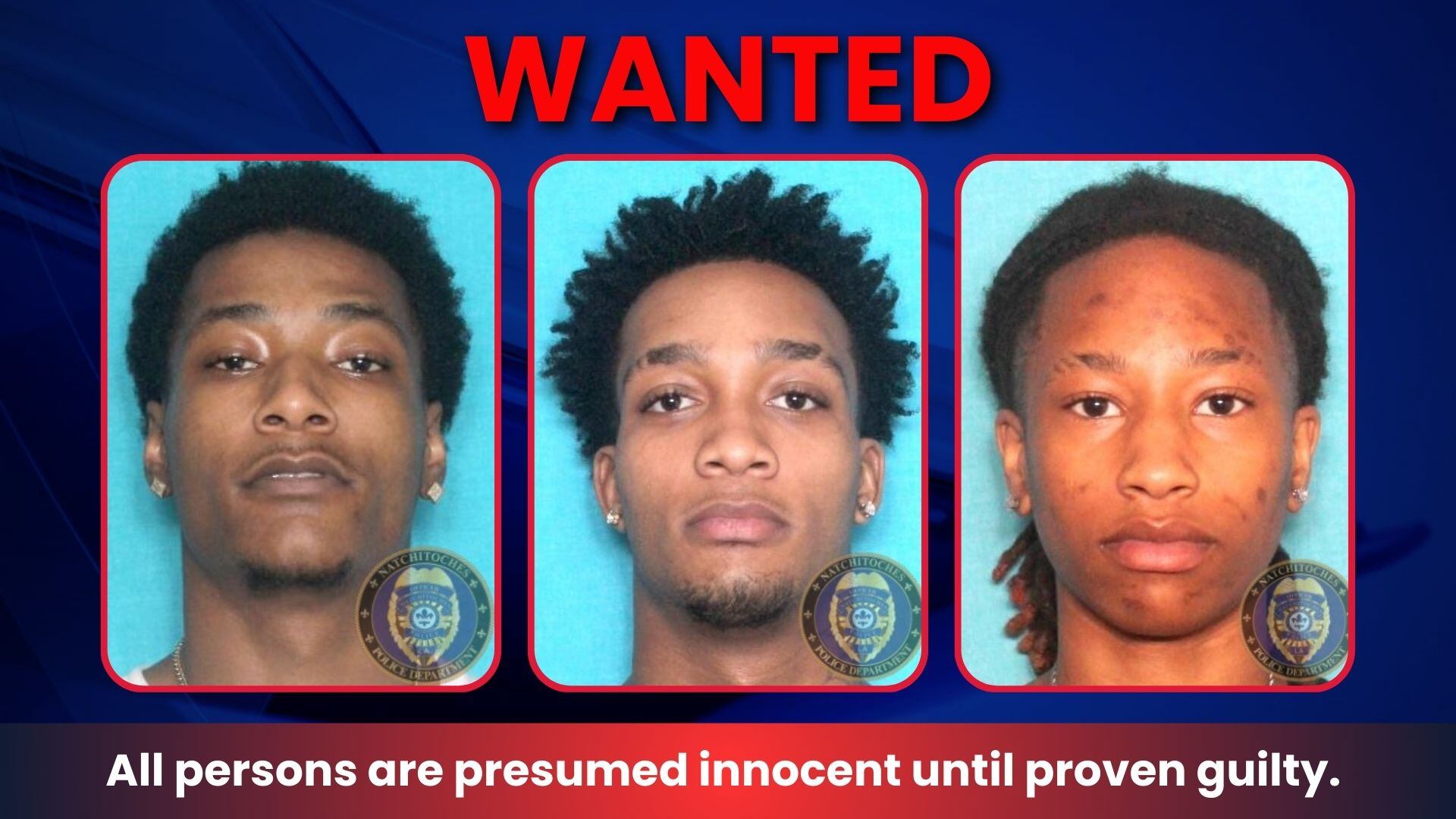 Natchitoches police searching for 3 suspects wanted for attempted murder