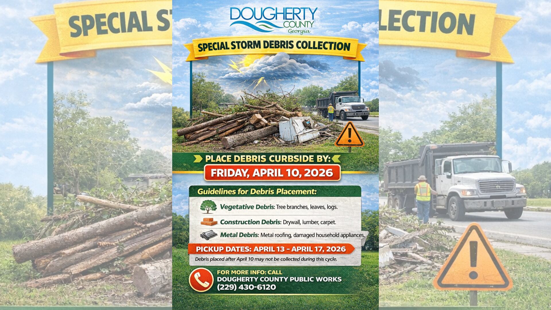 Storm debris collection set up in Dougherty County for unincorporated areas