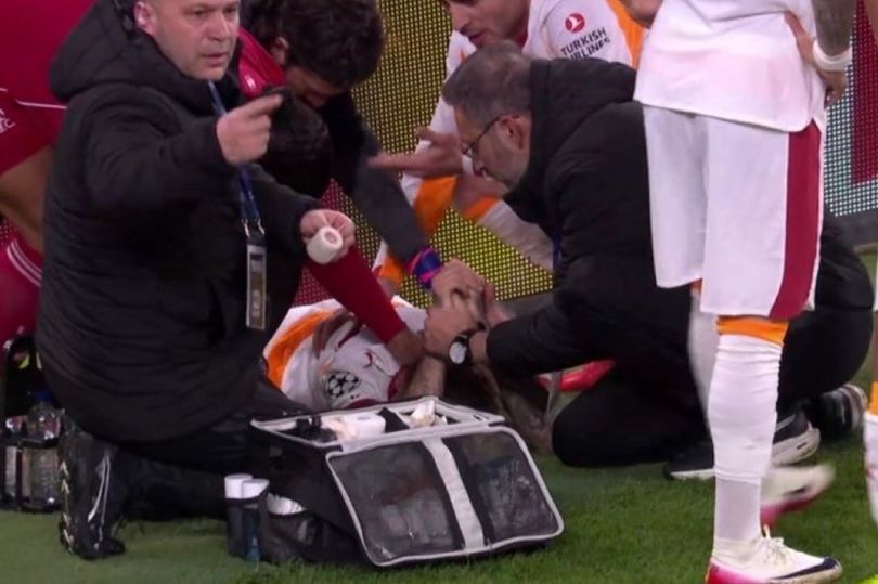Galatasaray star screams in agony as freak Anfield injury sparks ...