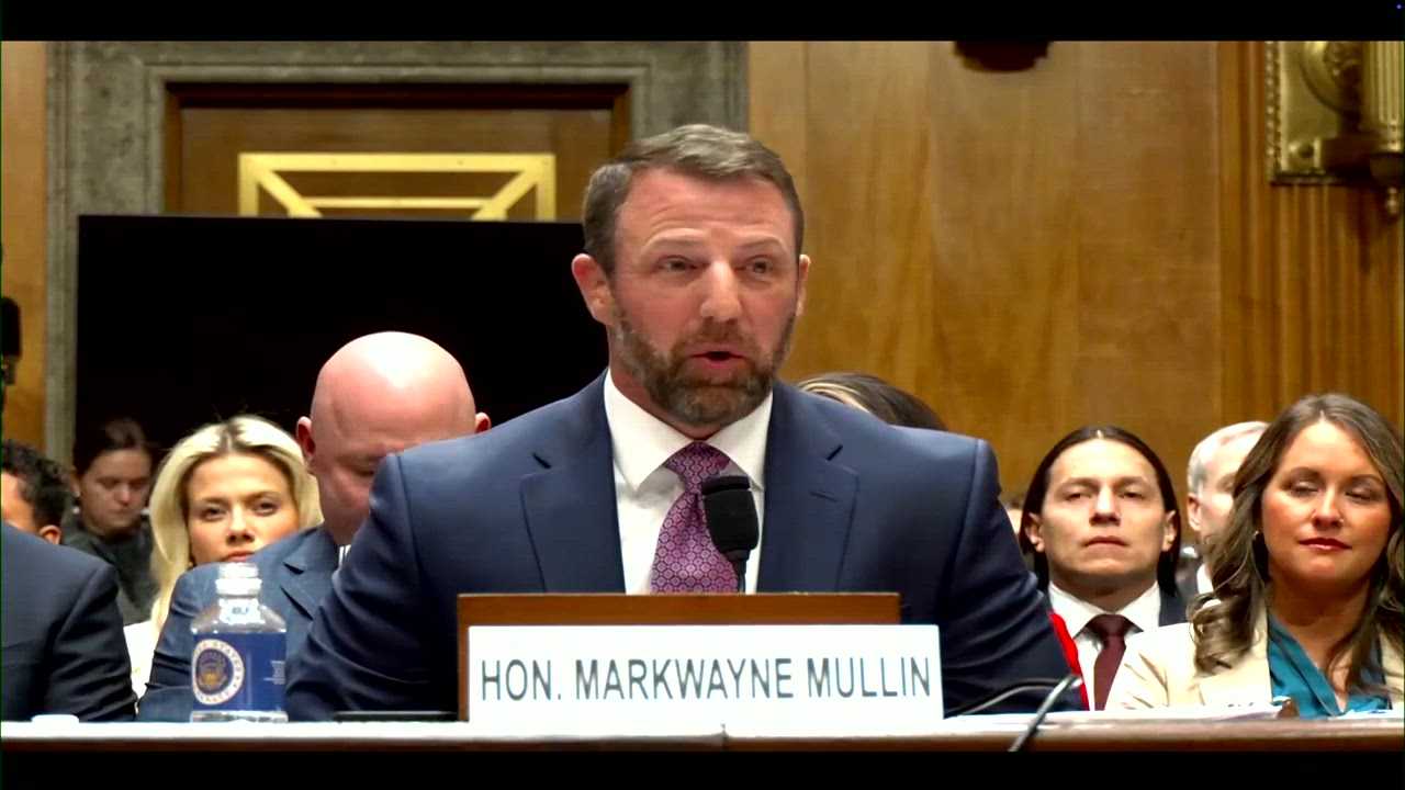 Markwayne Mullin gets emotional during opening statement at DHS ...