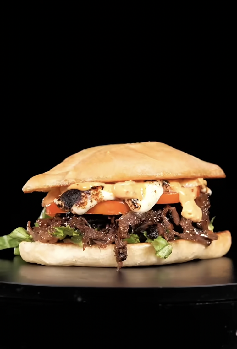 Slow-cooked short rib torta packed with tender meat and bold sandwich ...