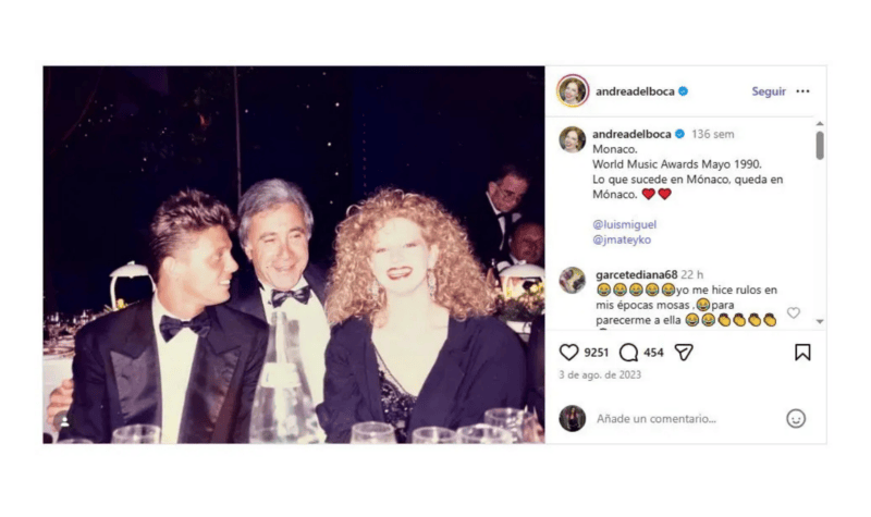 La foto que compartió del Boca con Luis Miguel y Juan Alberto Mateyko en Mónaco (El Destape)