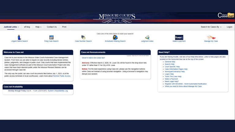 Missouri courts warn about fake Case.net website