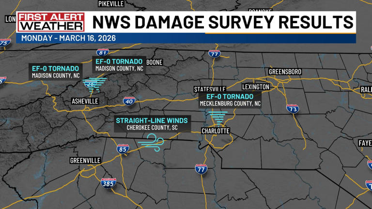 3 EF-0 tornadoes touched down in North Carolina amid storms earlier ...