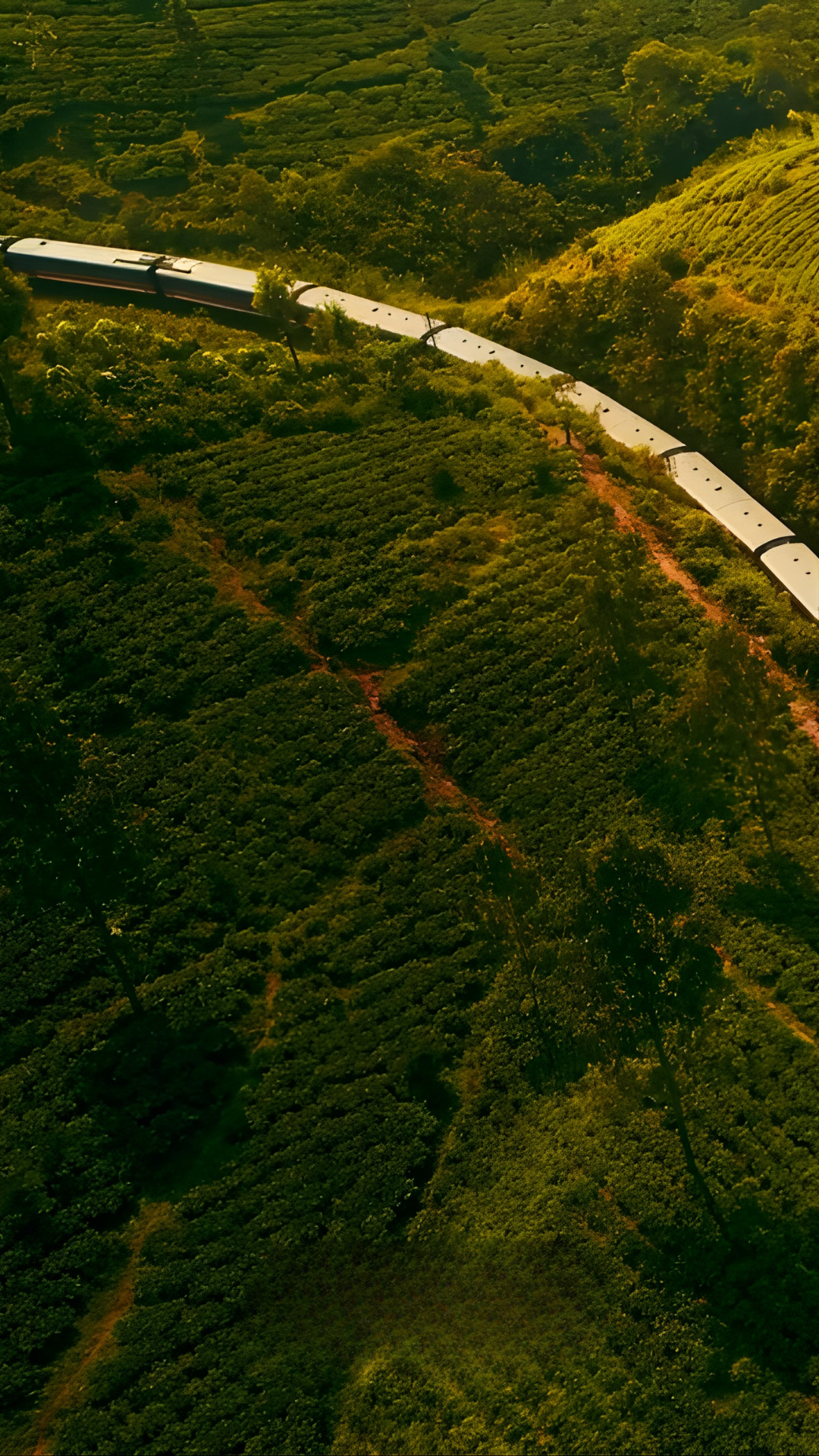 A breathtaking journey across lush tea fields by train