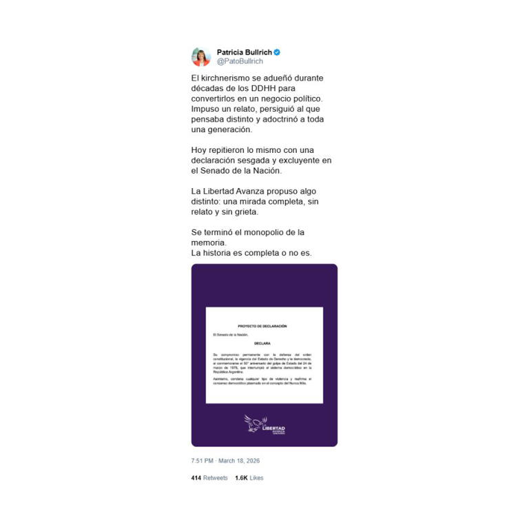 La Libertad Avanza no acompañó una declaración de repudio en el Senado ...