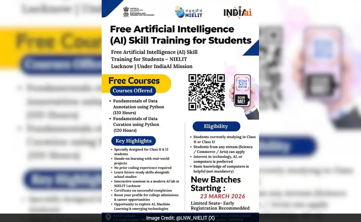NIELIT launches free AI training for class 11 and 12 students under ...