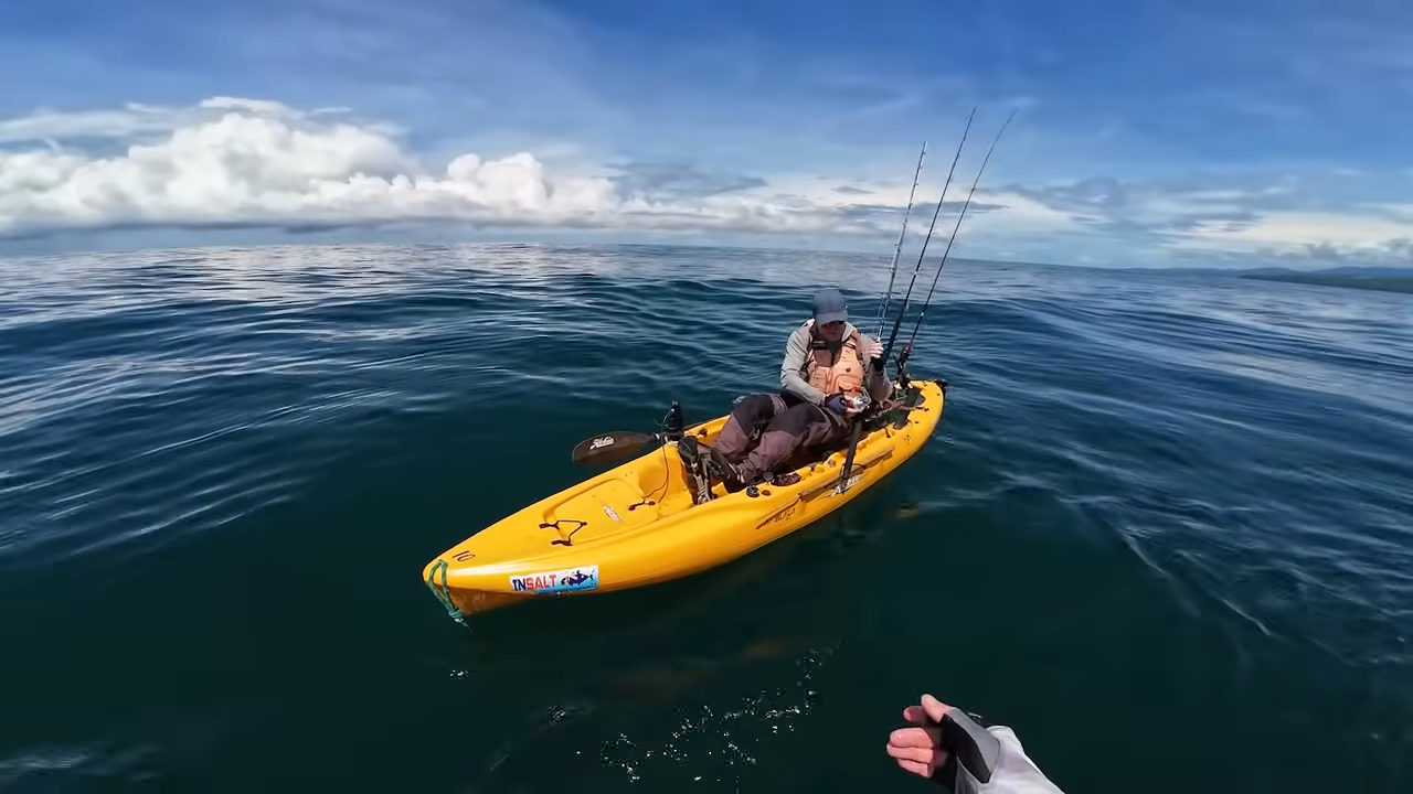 The fight got wild fast and the kayak nearly went over