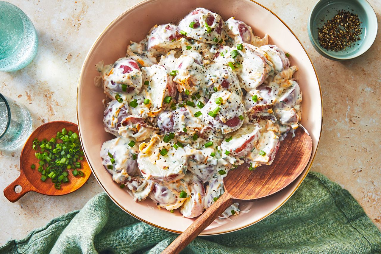 Southern Living Ranch Potato Salad in a bowl to serve