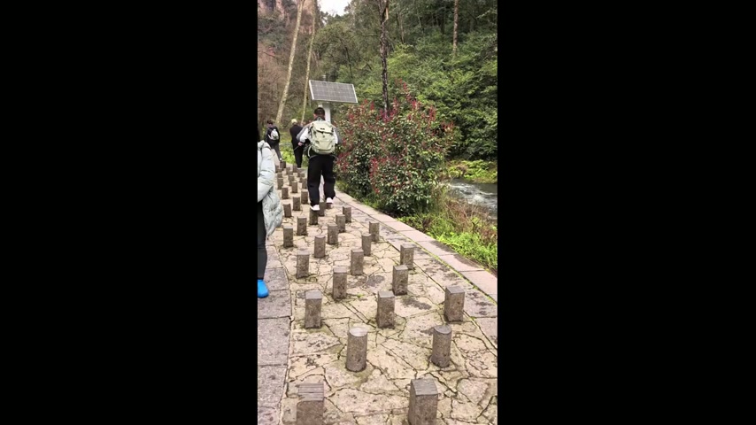 Man hilariously falls off stepping stone path in Hunan, China
