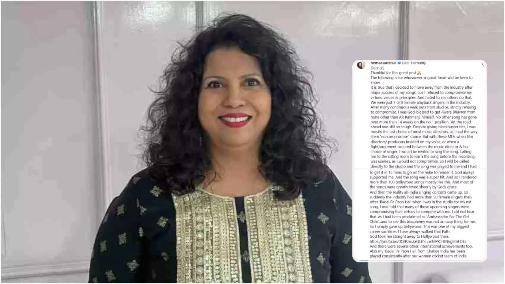 'Badal Pe Paon Hai' singer Hemaa Sardesai reveals why she quit ...