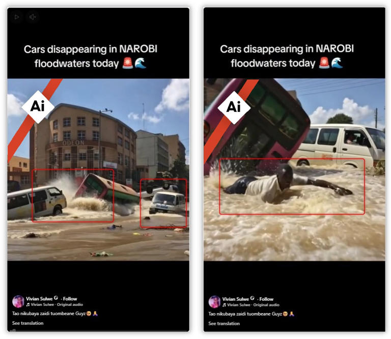 AI-generated visuals falsely depict destruction from deadly floods in Kenya