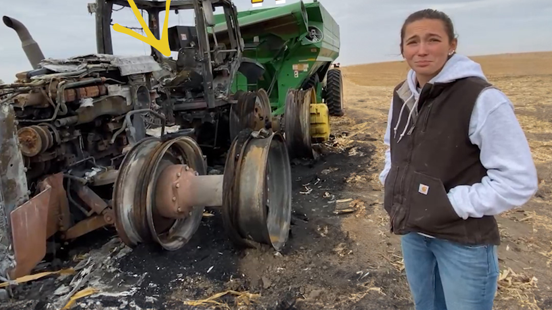 Graveyard of burned harvesting equipment