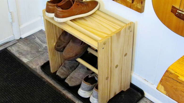 Tidy up shoe clutter fast: A simple wooden storage rack anyone can DIY