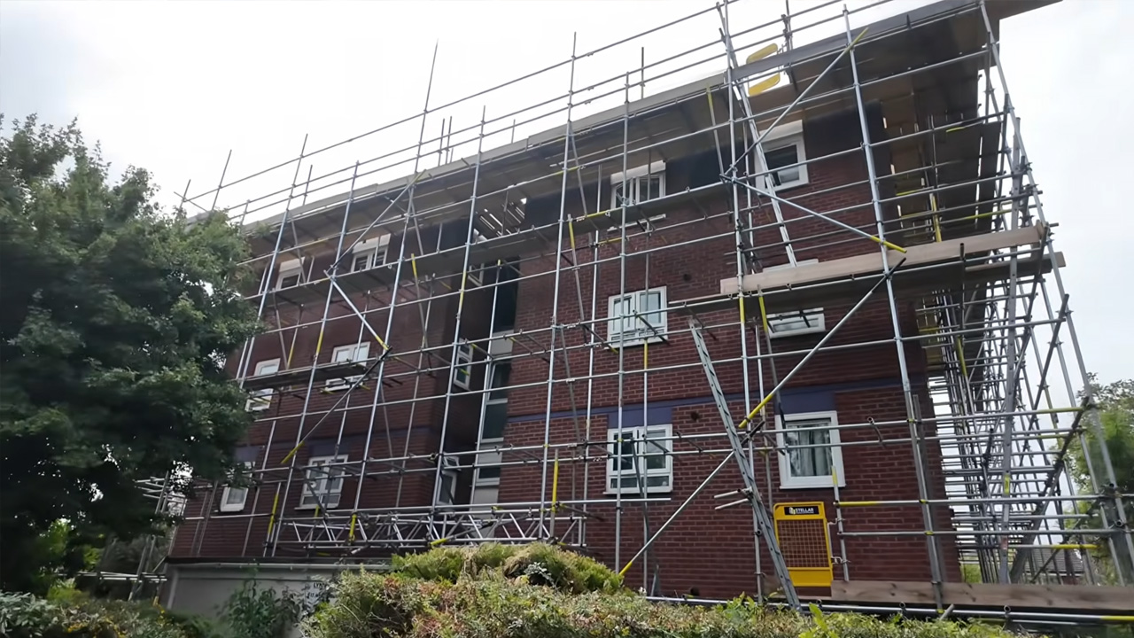 Emergency scaffolding at former BBC studios