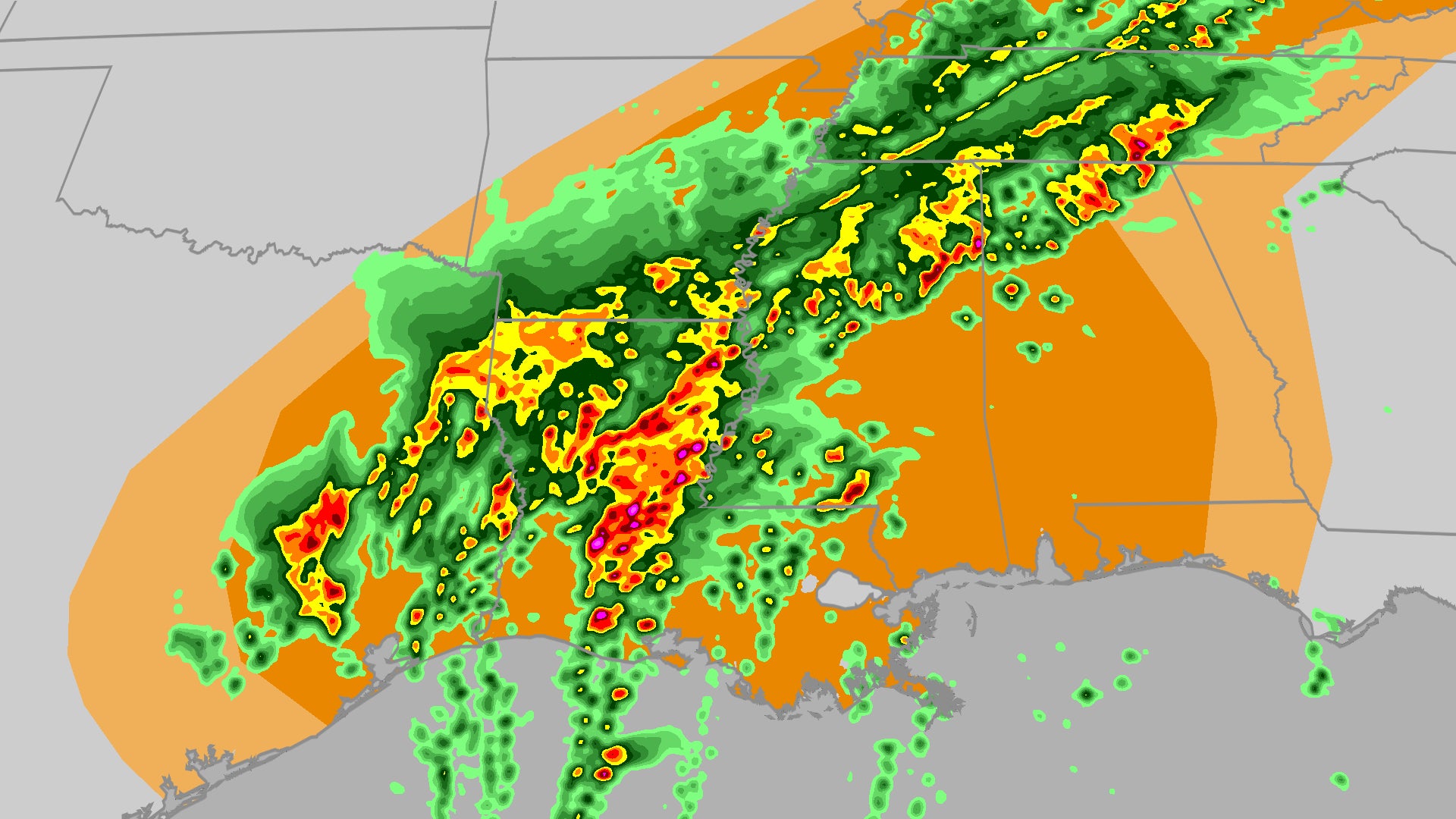 Severe storms continue to plague Deep South Wednesday