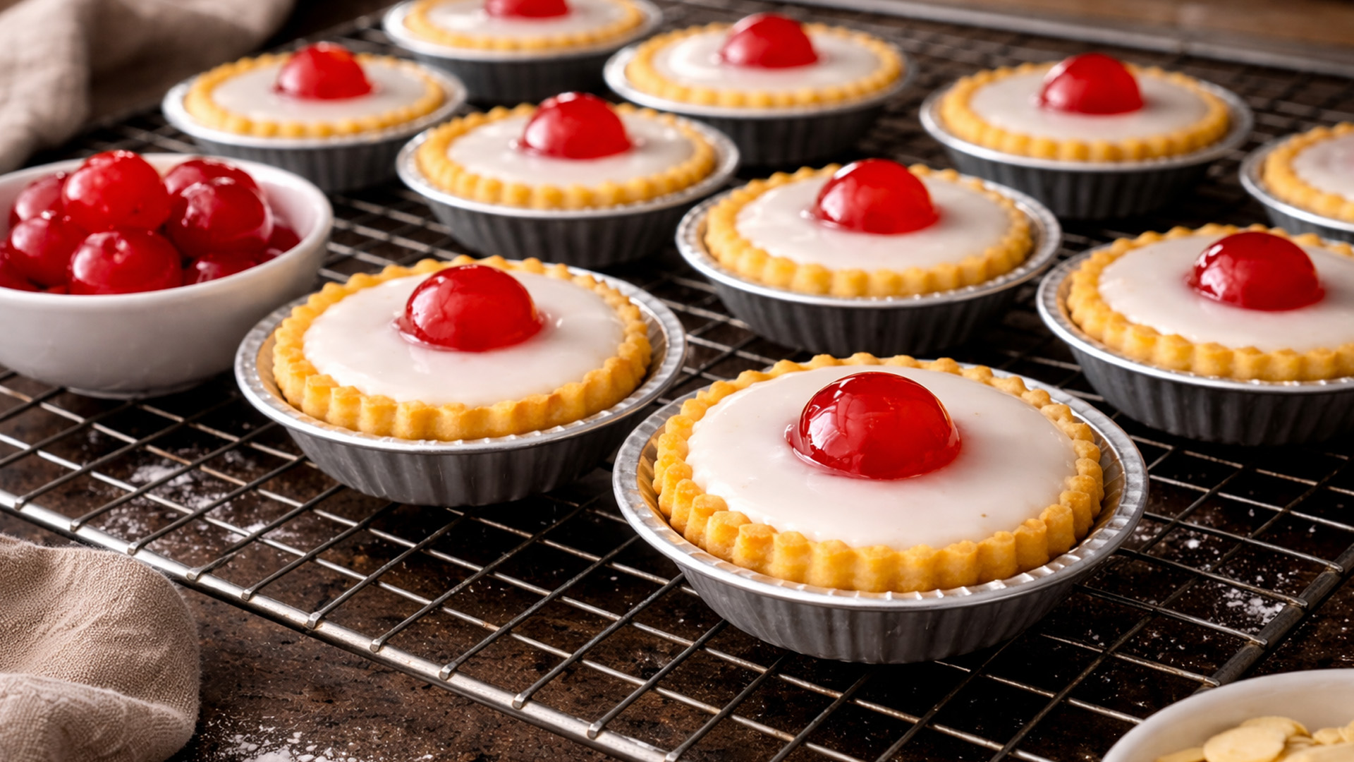 Traditional British cherry Bakewell tart recipe