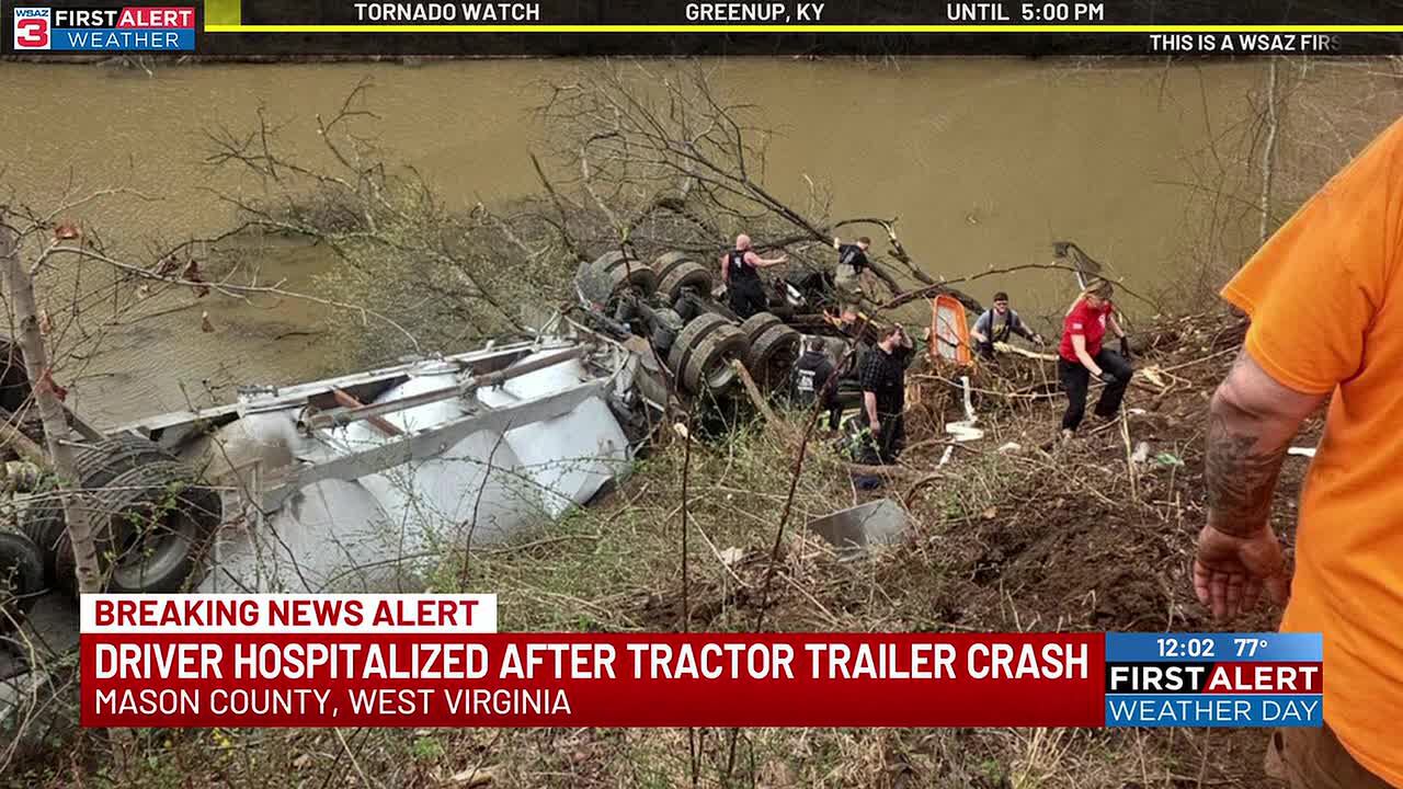 One person taken to hospital after tractor trailer rollover