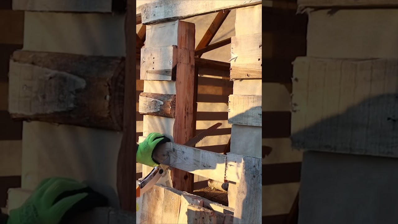 Building a rustic winter cabin from pallet wood | DIY off grid shelter