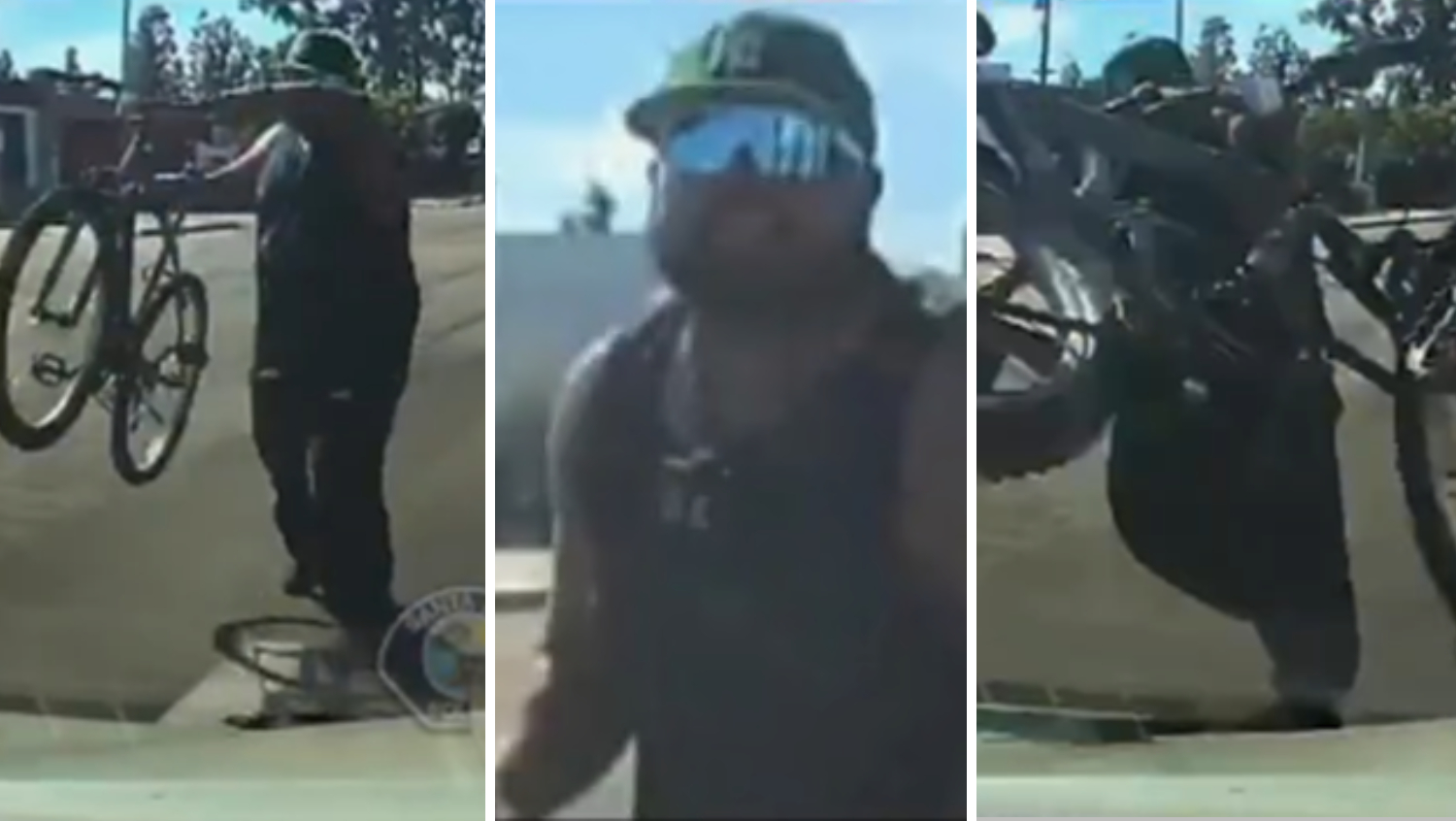 Man throws bicycle at a car in the middle of traffic in Santa Ana