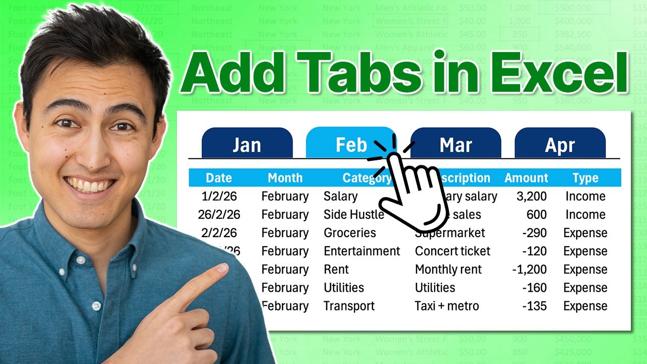 Create clickable tabs inside an Excel sheet
