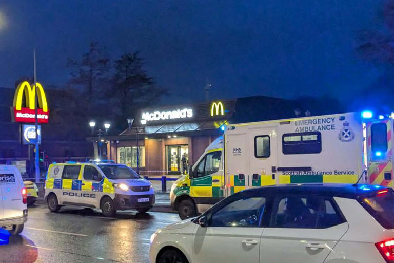 Police cordon Glasgow McDonald's entrance amid ongoing incident
