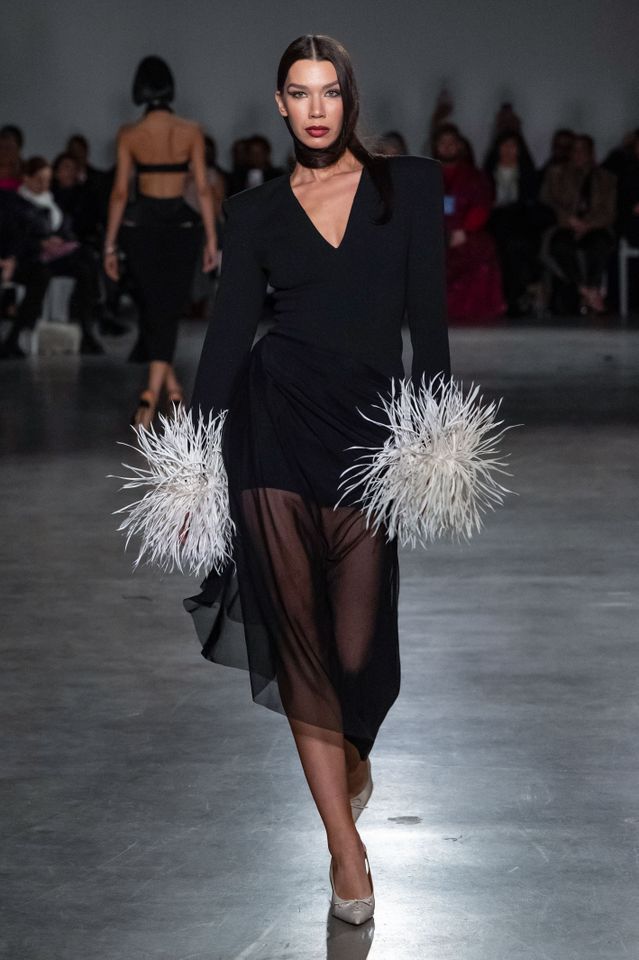 The look debuted one month prior, at Christian Siriano's Ready to Wear Fall/Winter 2026-2027 show. Credit: Getty Images