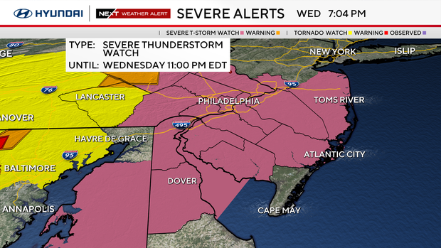 Severe thunderstorm watch in effect in Philadelphia Wednesday night as ...