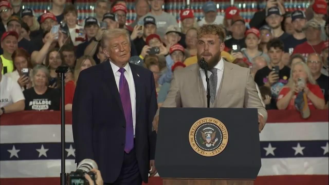 YouTuber Jake Paul joins Trump in Kentucky midterm rally