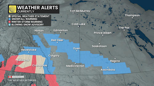 Up to 20 cm of late-season snow to blanket southern Alberta, Saskatchewan