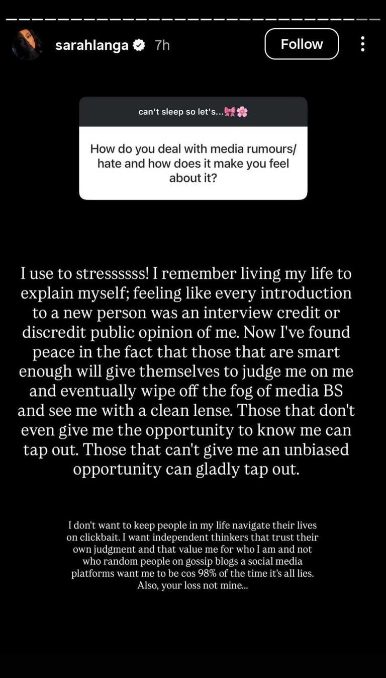 Sarah Langa confirms her relationship status amid Sacha Feinberg