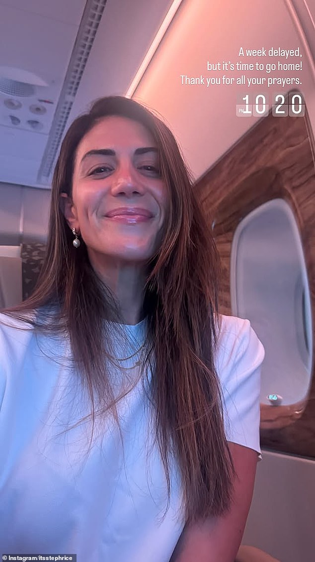 Olympic champion Stephanie Rice (pictured) has announced she is going home to Dubai to be with her husband Mark Lassey amid the war in the Middle East