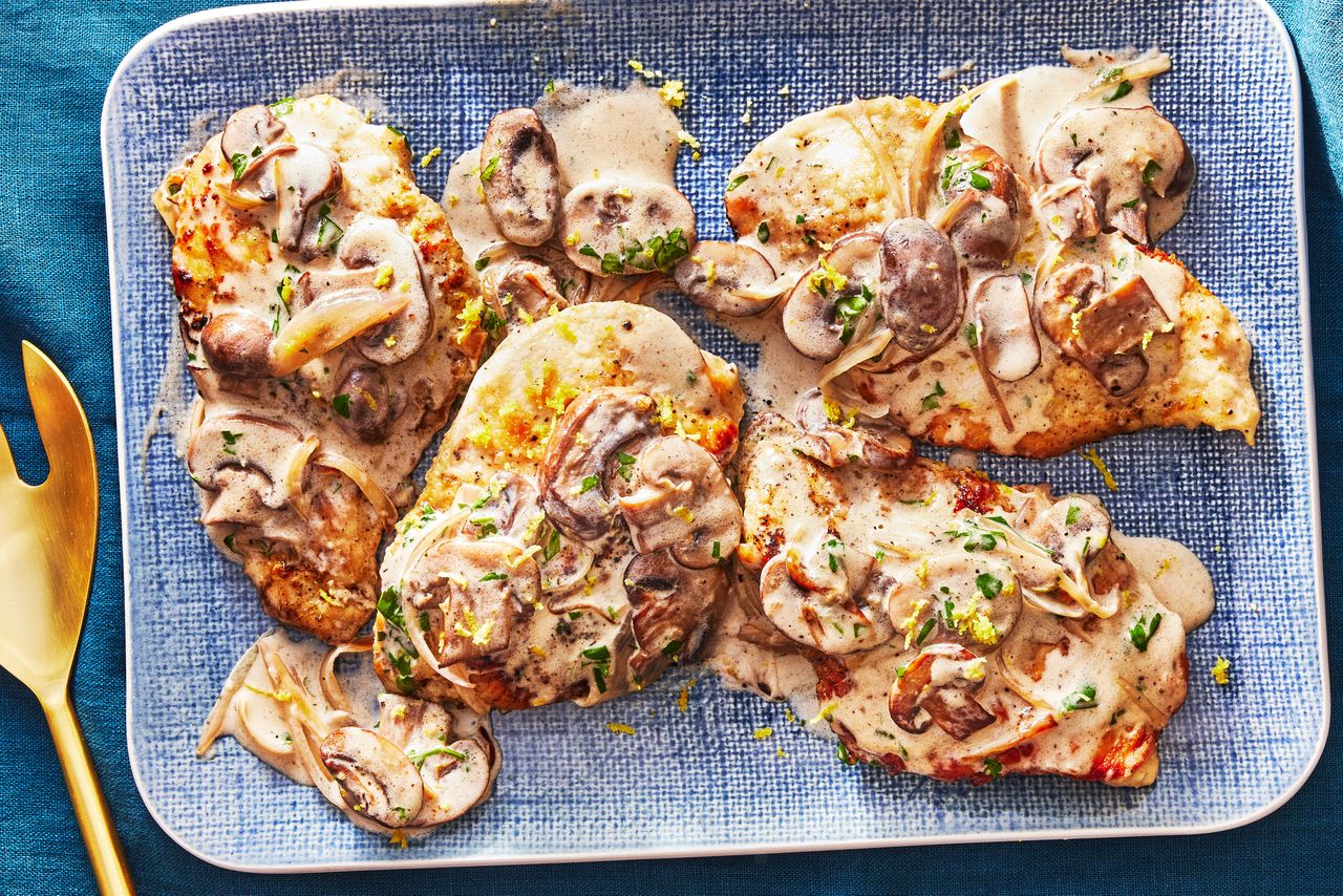 Southern Living Chicken Scallopini on a platter to serve