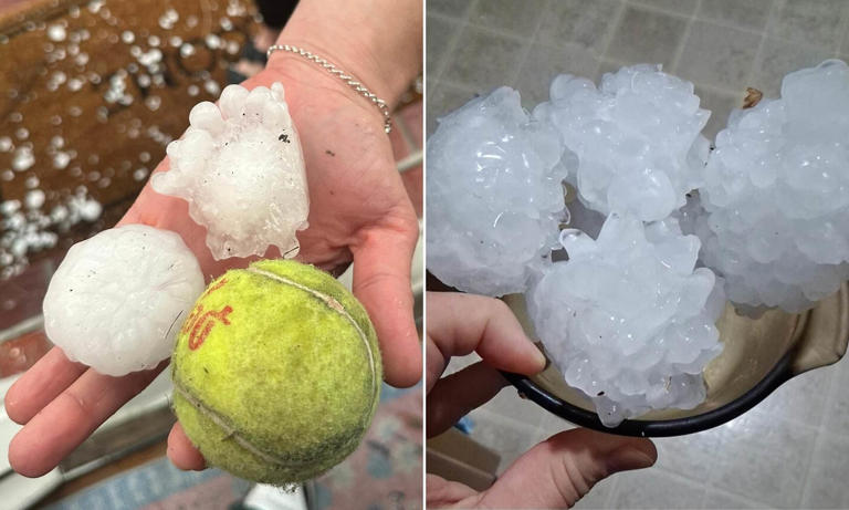 Hail the size of apples breaks car windscreens during severe winter ...