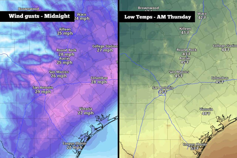 After rain, a cold front will hit South Texas Wednesday night. Here's ...