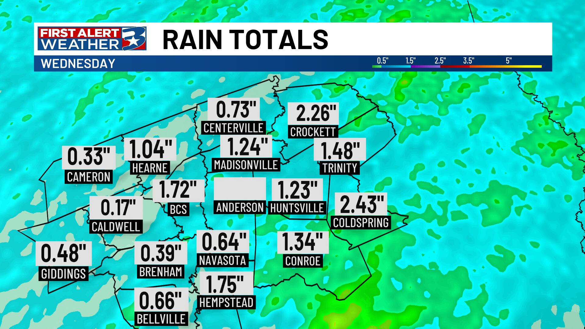 Rain totals: First of multiple rounds this week