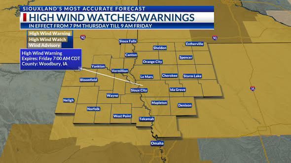March 12th PM: Very strong winds in Siouxland Thursday