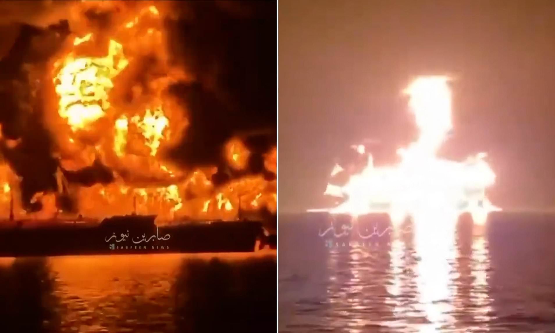 Oil tankers burn after being hit by explosive-filled Iranian boats as  Tehran threatens $200 a barrel