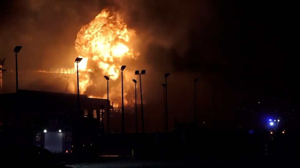 Fuel depot on fire in Bahrain following Iranian attack