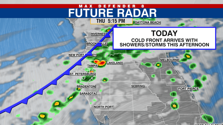 Cold front arrives with a few showers Thursday
