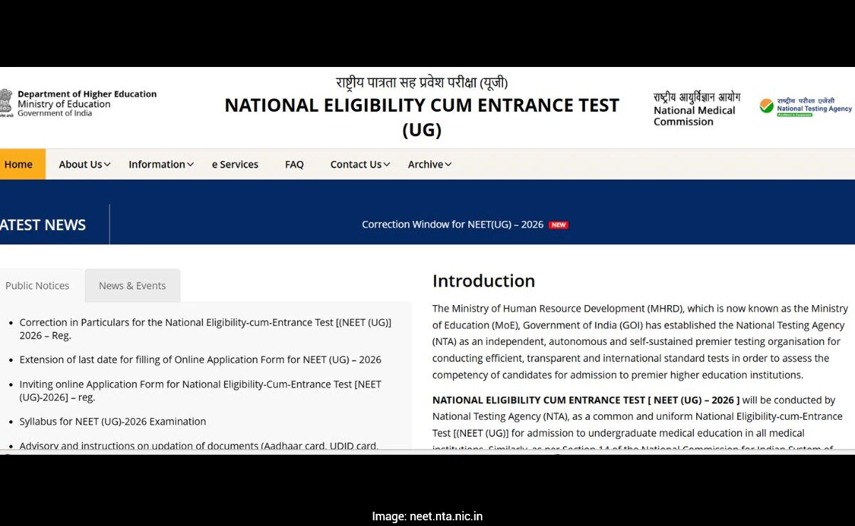 NEET UG 2026: Application correction window opens; check deadline ...
