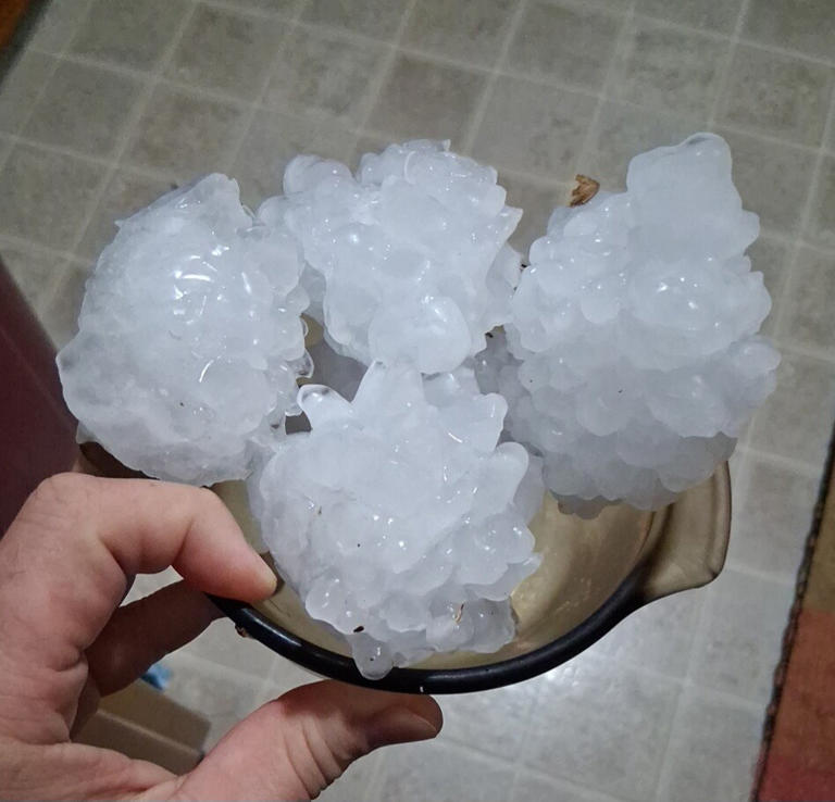 Huge chunks of hail the size of baseballs rain down on Kansas