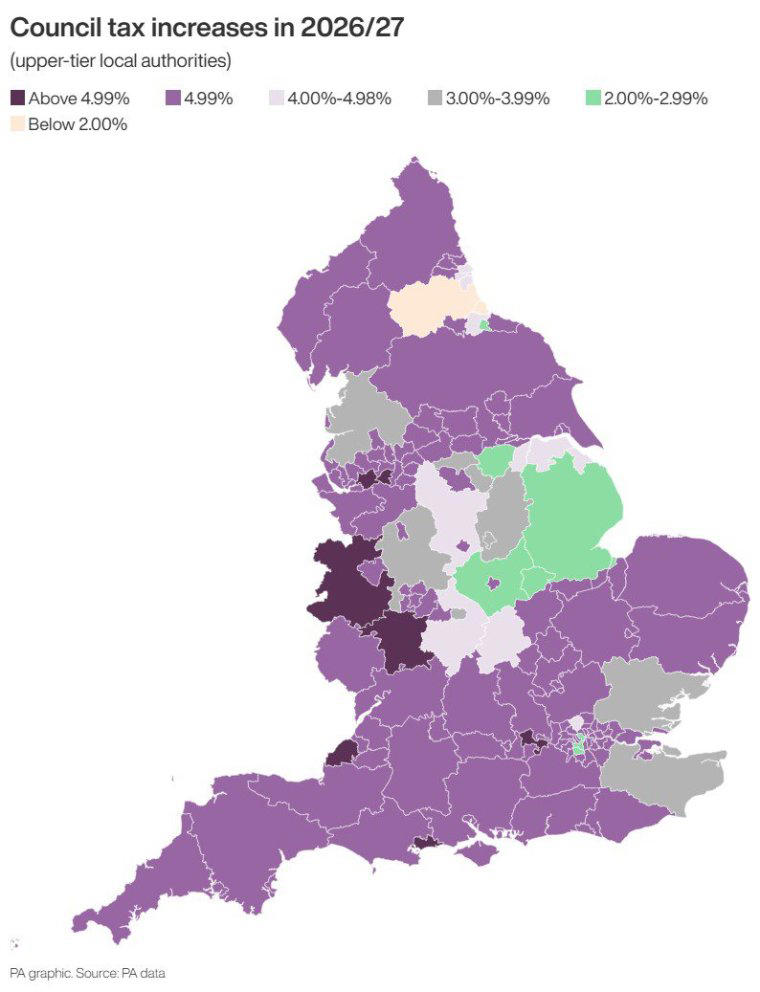 Every council tax rise in England, mapped – including highest and ...