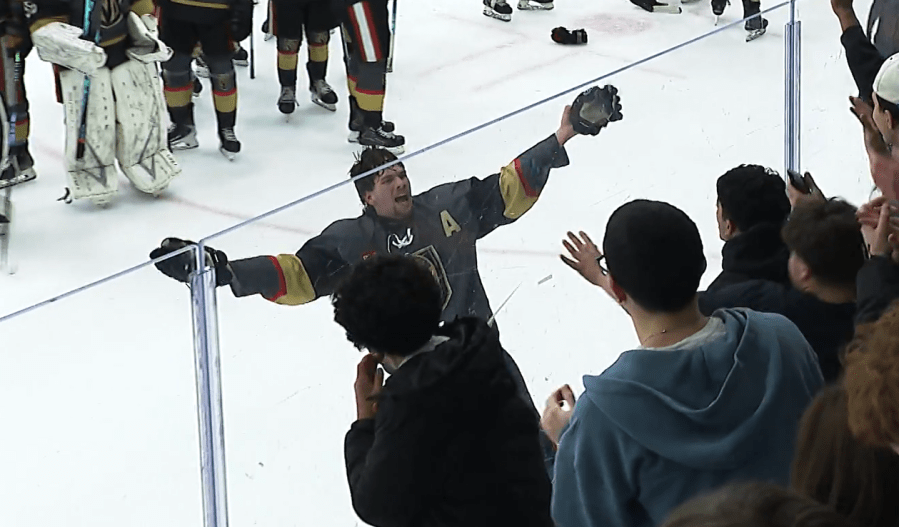 Hockey player who lost family in ice rink shooting scores game-winning goal