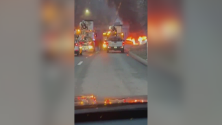 One person hospitalized after fiery crash on Route 8